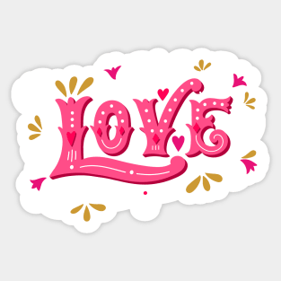 Floral love lettering Sticker